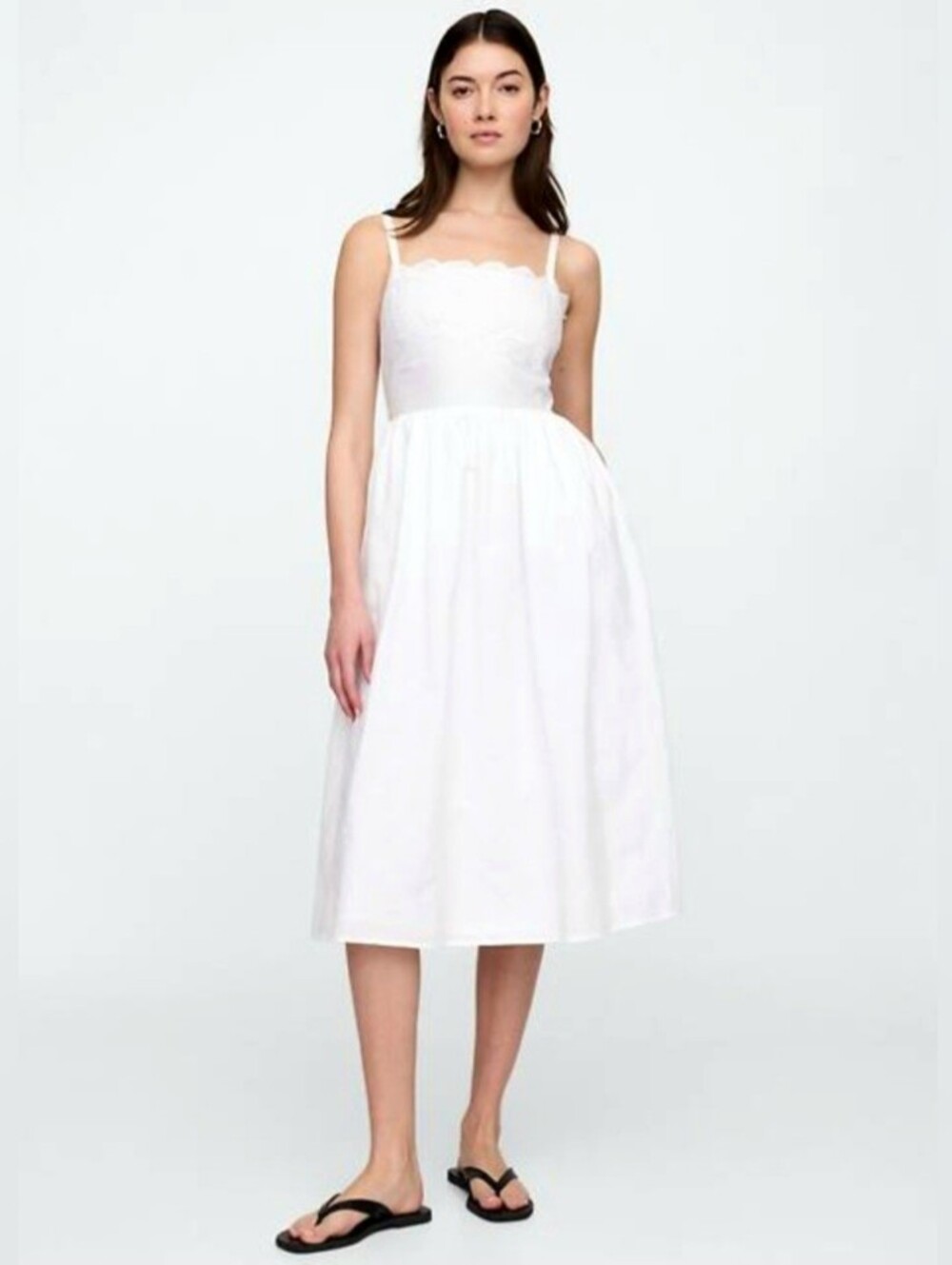 NWT Optic White Eyelet Midi Dress Size XS By Gap Factory